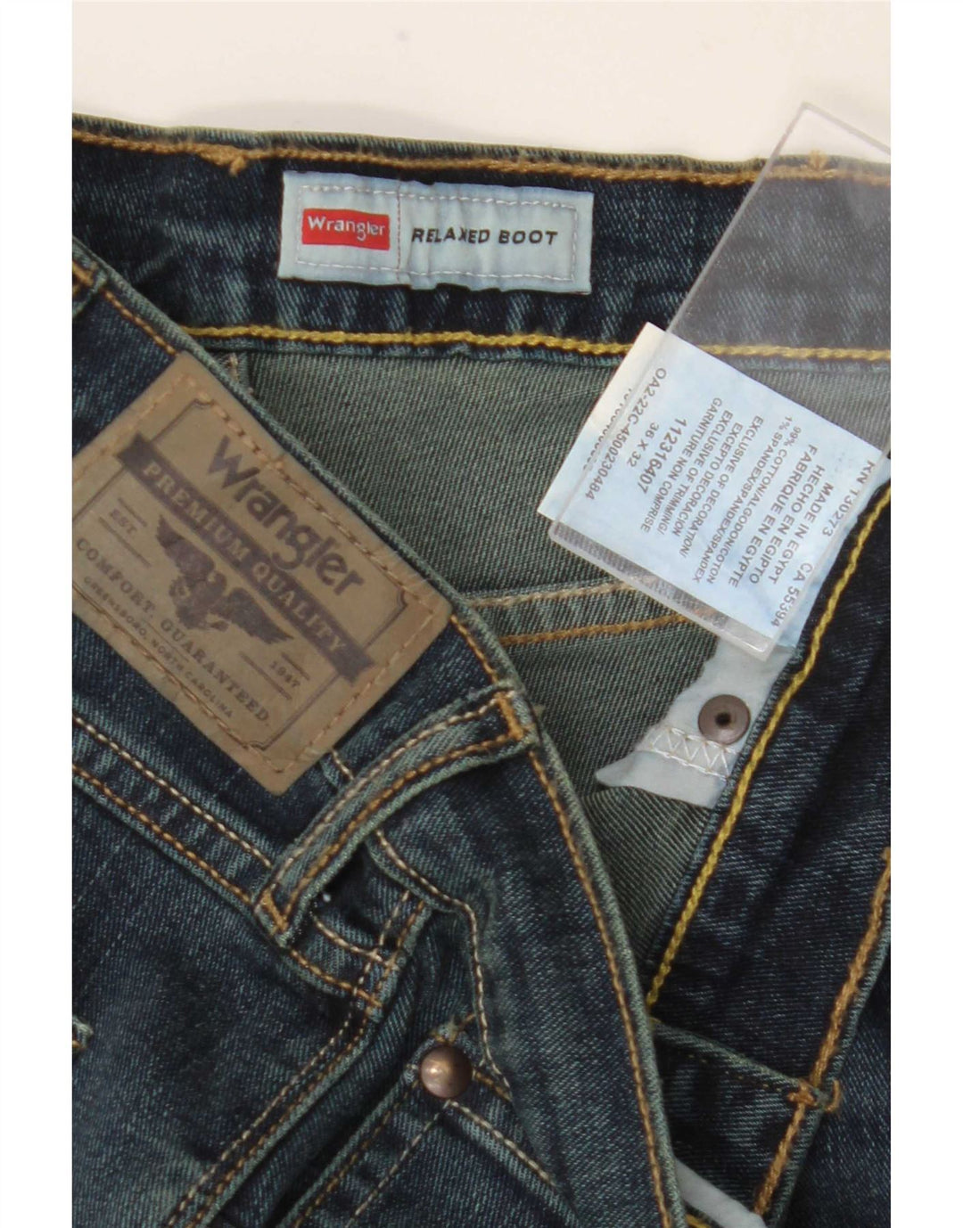 Wrangler Mens Relaxed Fit Bootcut Jeans W36 L32 Navy Blue Cotton