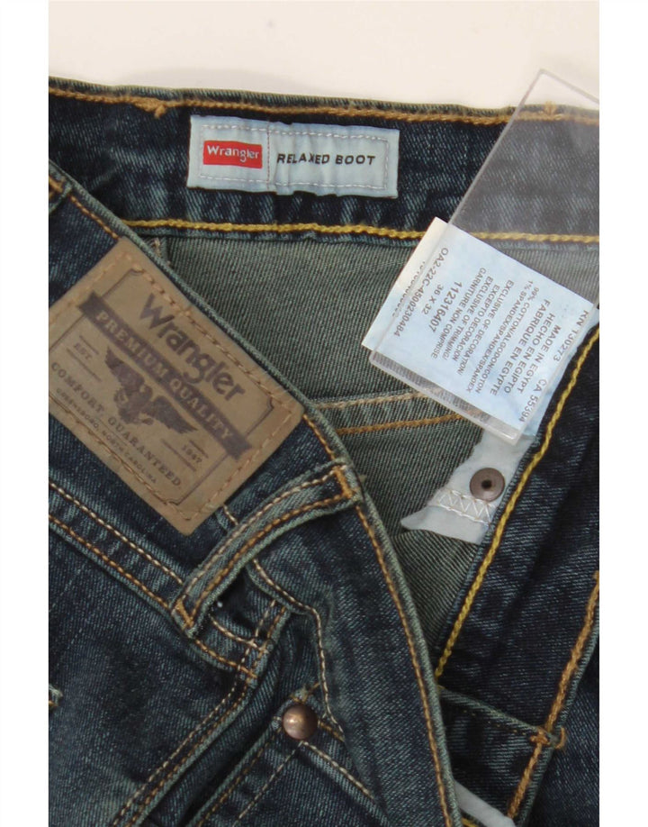 Wrangler Mens Relaxed Fit Bootcut Jeans W36 L32 Navy Blue Cotton