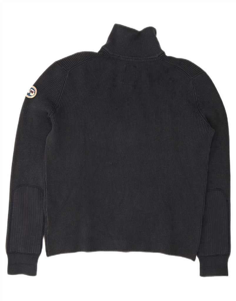 NAPAPIJRI Mens Zip Neck Jumper Sweater XL Navy Blue Cotton Vintage Napapijri and Second-Hand Napapijri from Messina Hembry 
