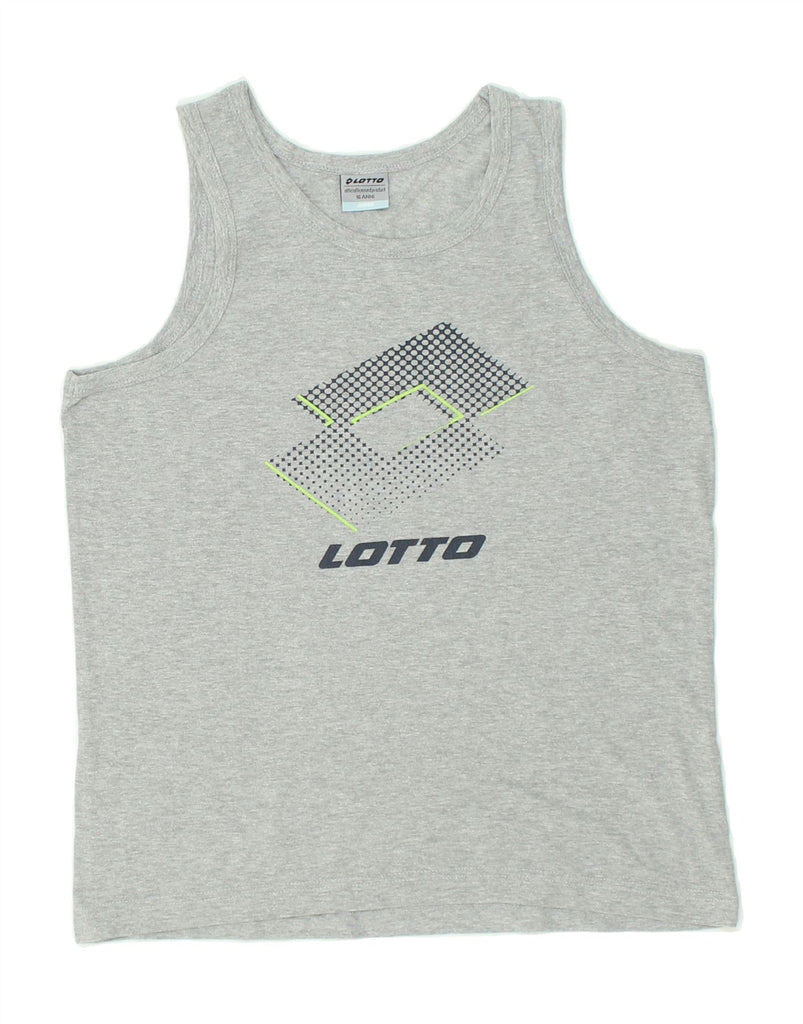 LOTTO Boys Graphic Vest Top 15-16 Years Grey Cotton | Vintage Lotto | Thrift | Second-Hand Lotto | Used Clothing | Messina Hembry 