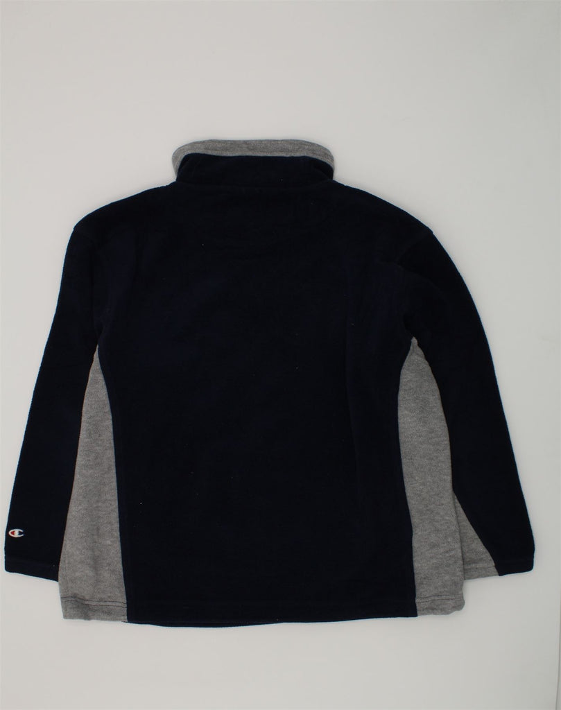 CHAMPION Boys Zip Neck Fleece Jumper 11-12 Years Navy Blue Colourblock | Vintage Champion | Thrift | Second-Hand Champion | Used Clothing | Messina Hembry 