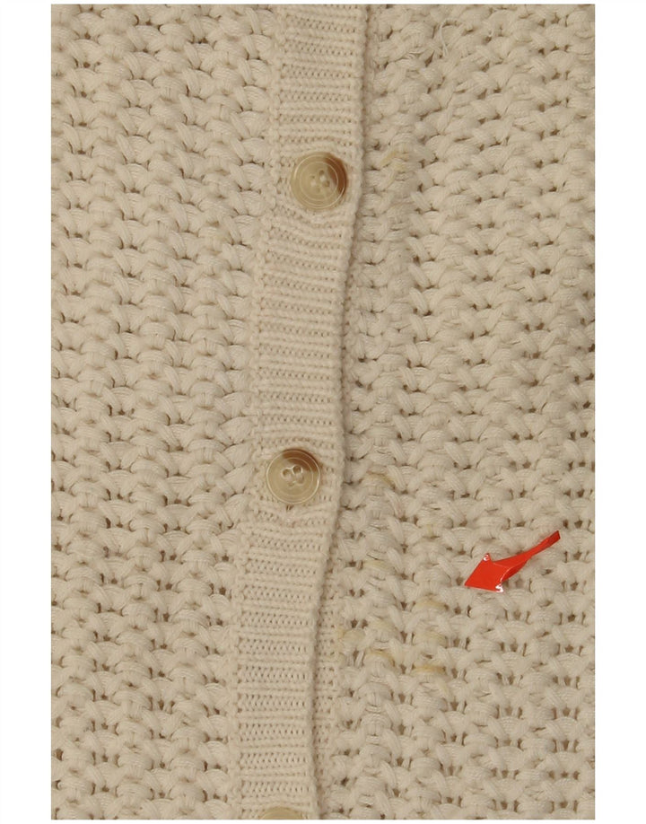VINTAGE Womens 3/4 Sleeve Cardigan Sweater UK 14 Medium Off White Acrylic