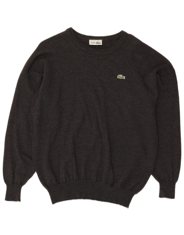 LACOSTE Mens Boat Neck Jumper Sweater Size 8 3XL Grey Wool