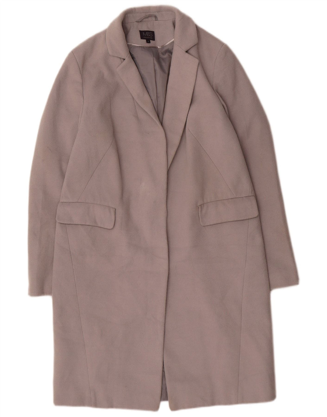 Marks & Spencer Womens Open Overcoat UK 10 Small Grey Polyester