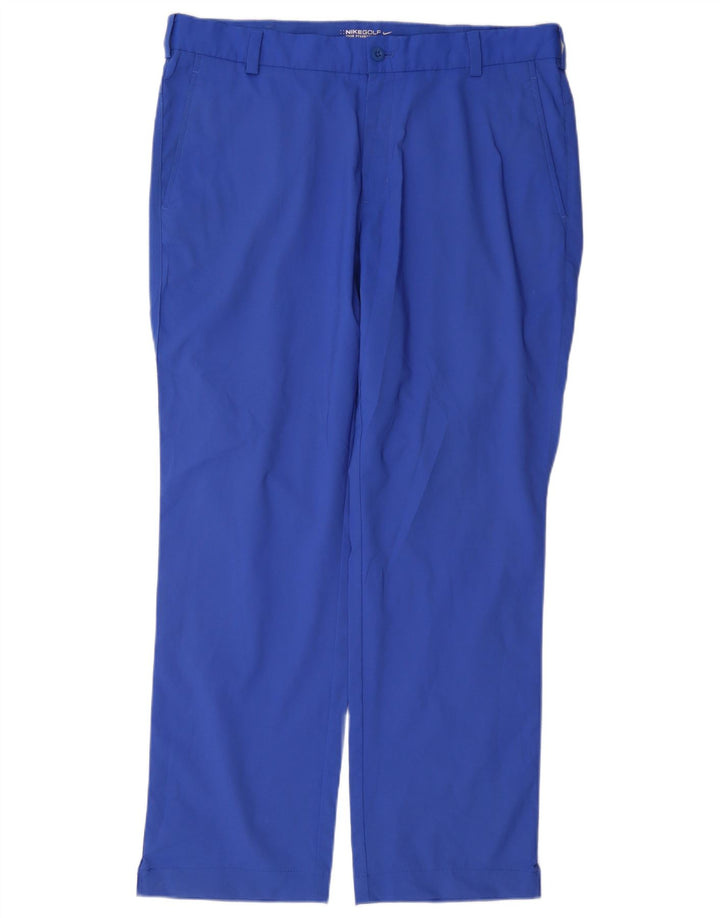 Nike Mens Dri Fit Straight Chino Trousers W34 L32 Blue Polyester