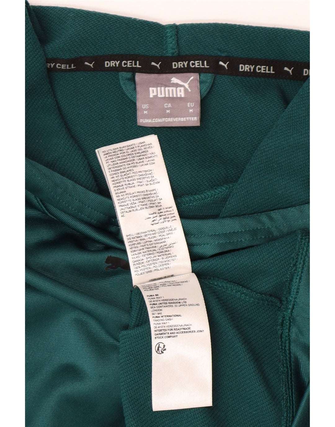 PUMA Womens Graphic Hoodie Jumper UK 14 Medium Green Colourblock Polyester Vintage Puma and Second-Hand Puma from Messina Hembry 