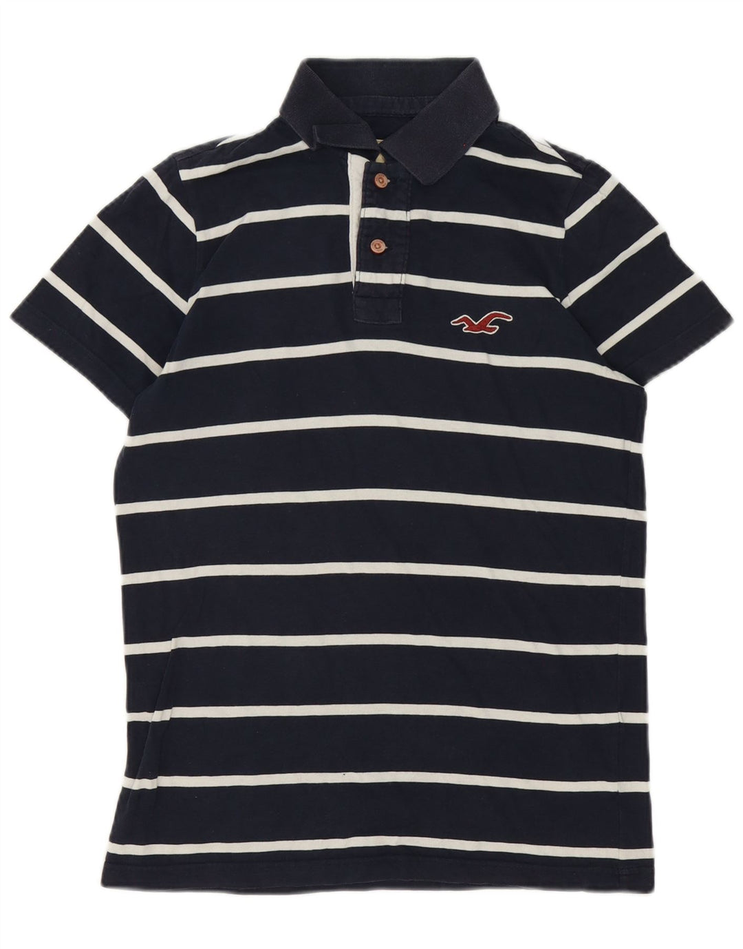 Hollister Mens Polo Shirt Small Navy Blue Striped