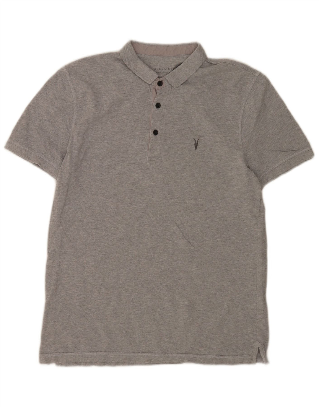 All Saints Mens Polo Shirt Medium Grey Cotton