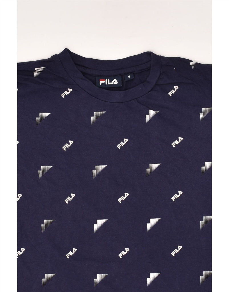 FILA Mens Graphic T-Shirt Top Small Navy Blue Geometric Cotton | Vintage Fila | Thrift | Second-Hand Fila | Used Clothing | Messina Hembry 