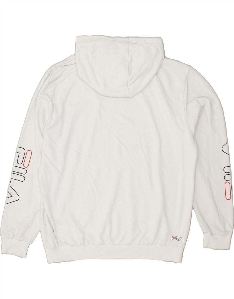 FILA Mens Graphic Hoodie Jumper XL White Cotton | Vintage Fila | Thrift | Second-Hand Fila | Used Clothing | Messina Hembry 