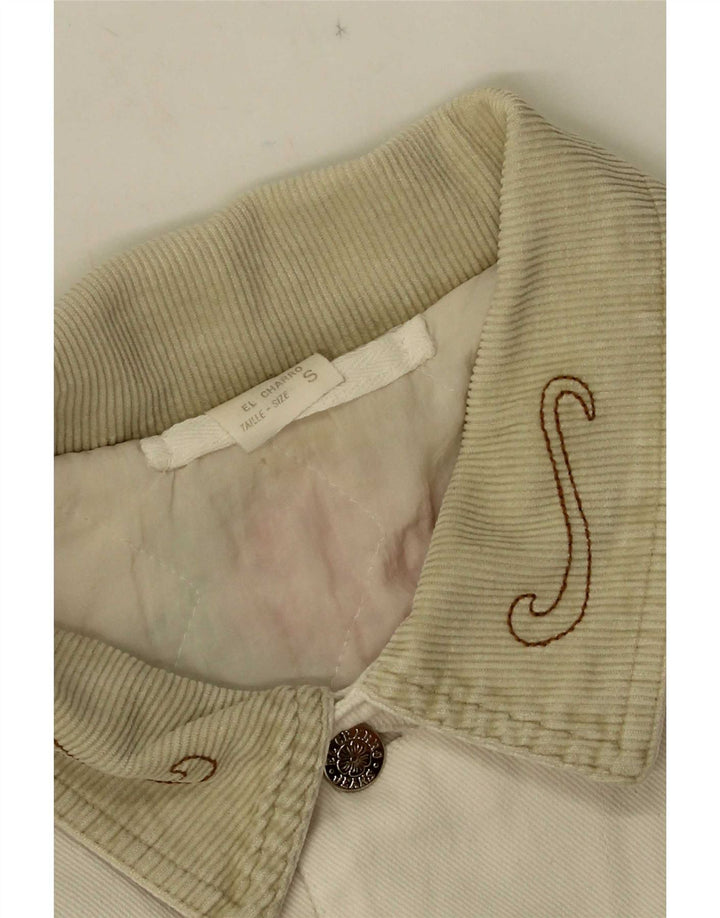 El Charro Mens Denim Jacket UK 36 Small White Floral