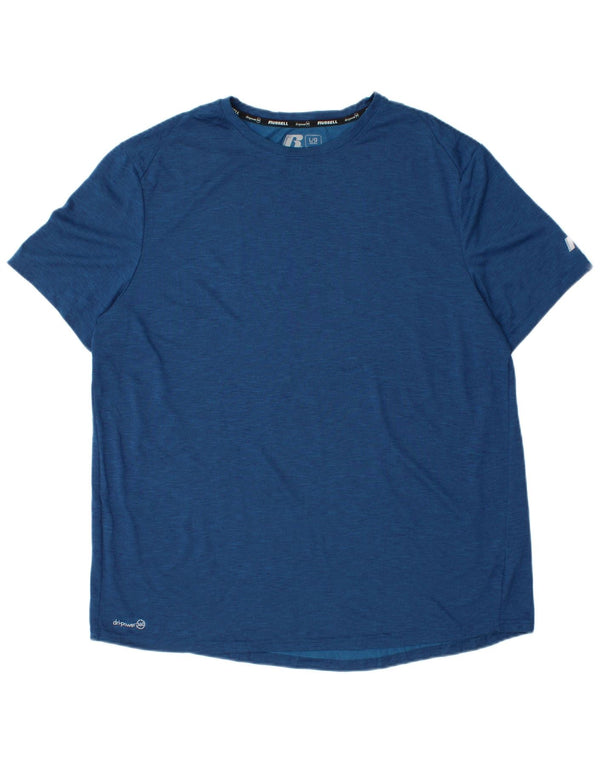 Russell Athletic Mens Dri-Power T-Shirt Top UK 42/44 Large Blue Polyester
