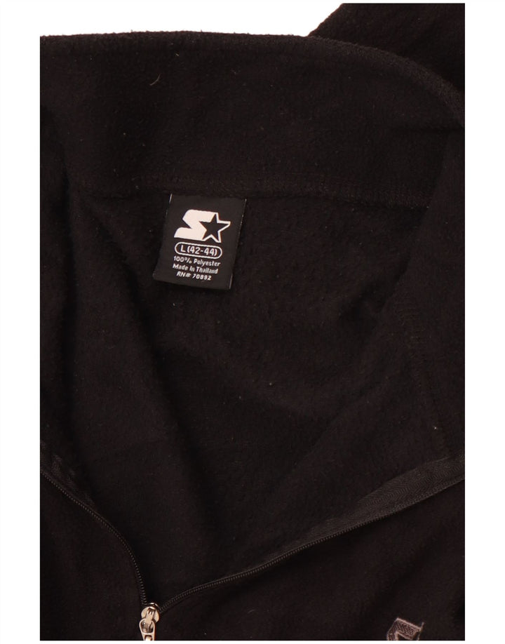 STARTER Mens Zip Neck Fleece Jumper Large Black Polyester Sports