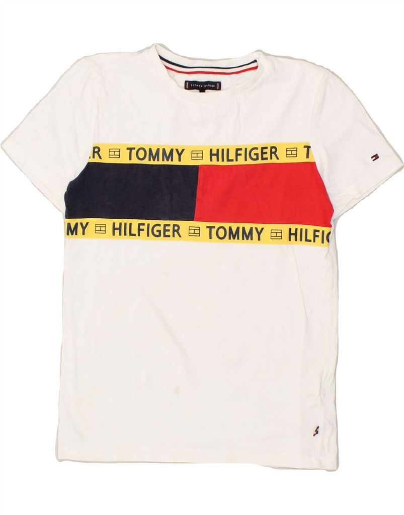 TOMMY HILFIGER Boys Graphic T-Shirt Top 11-12 Years White Cotton | Vintage Tommy Hilfiger | Thrift | Second-Hand Tommy Hilfiger | Used Clothing | Messina Hembry 