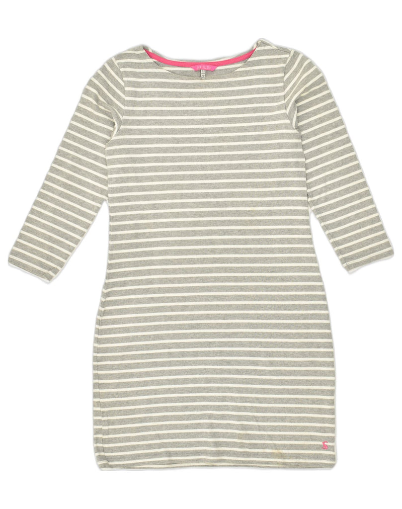 JOULES Womens Basic Dress UK 8 Small Grey Striped Cotton | Vintage Joules | Thrift | Second-Hand Joules | Used Clothing | Messina Hembry 