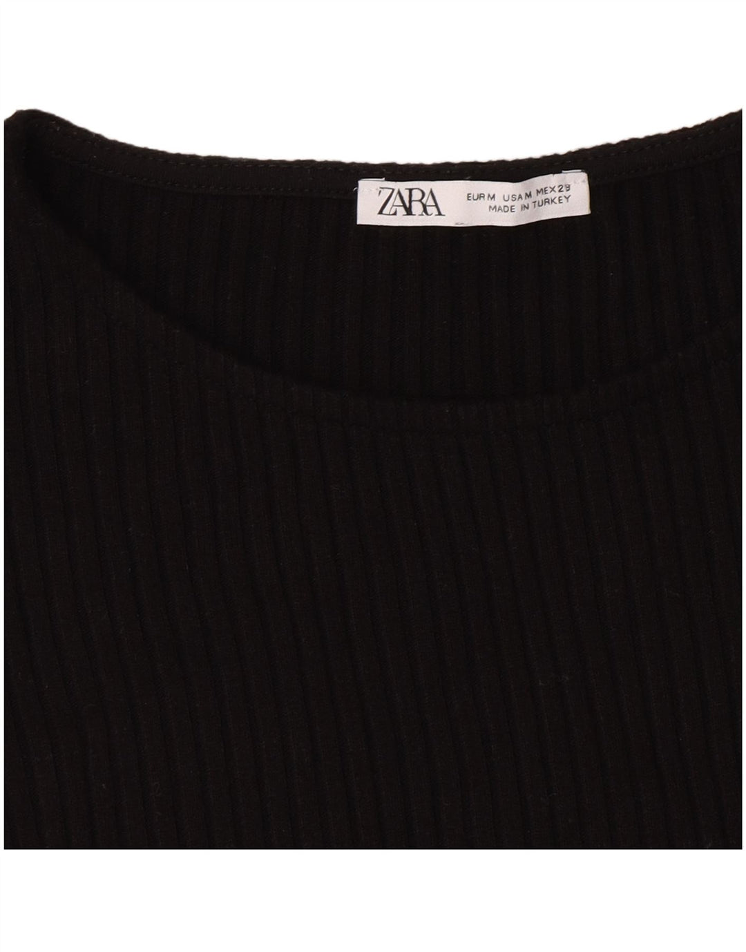 Zara Womens Crop T-Shirt Top UK 12 Medium Black