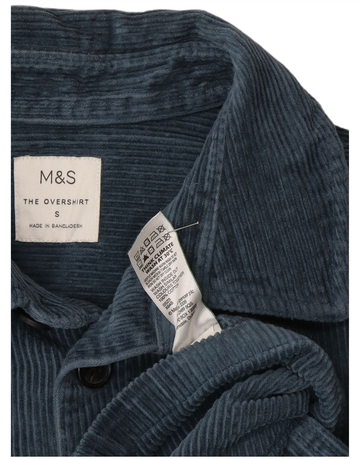 Marks & Spencer Mens Overshirt Corduroy Shirt Small Blue Cotton