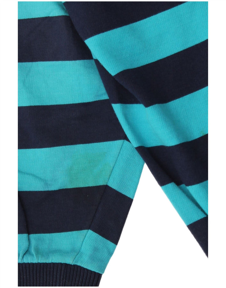 Vintage Mens Sweatshirt Jumper XL Navy Blue Striped Cotton