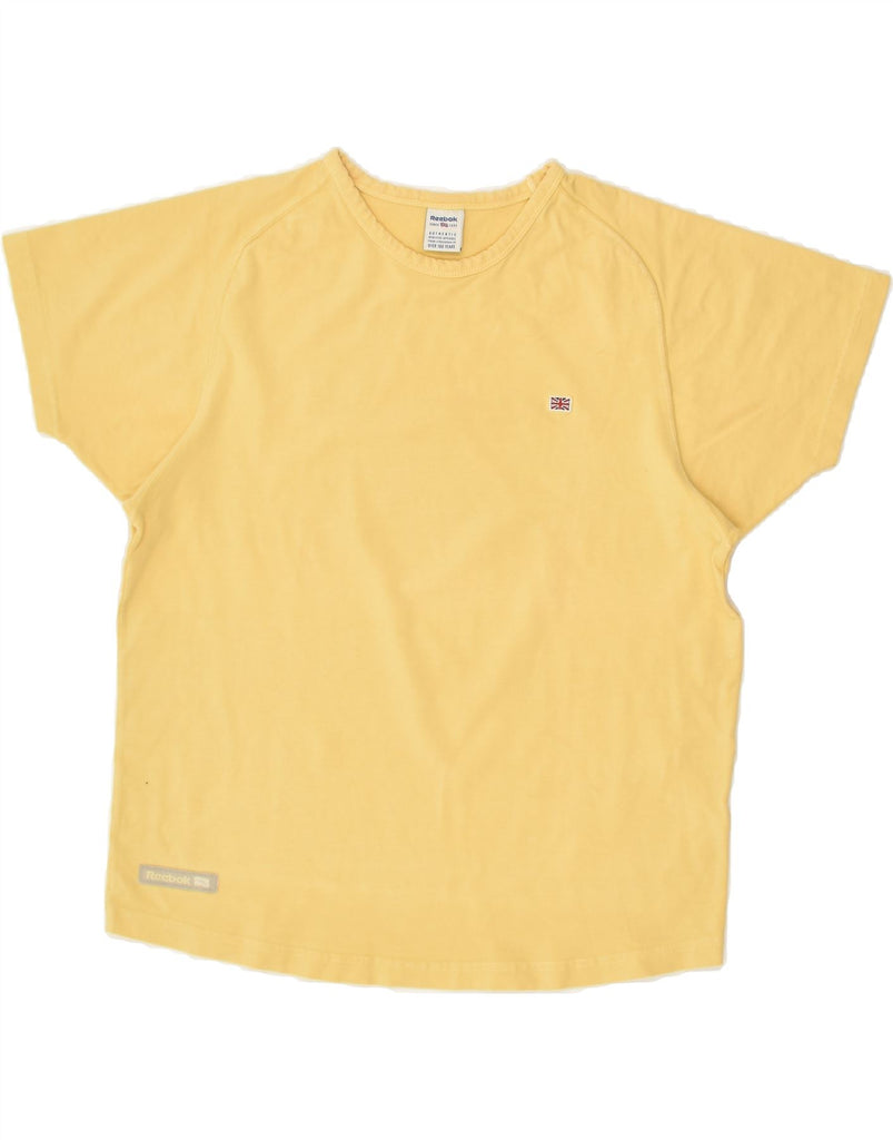 REEBOK Womens T-Shirt Top UK 12 Medium Yellow Cotton | Vintage Reebok | Thrift | Second-Hand Reebok | Used Clothing | Messina Hembry 