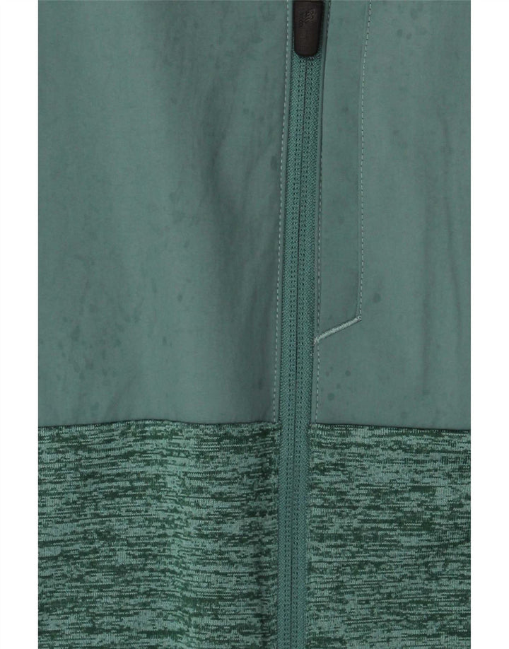 New Balance Mens Hooded Tracksuit Top Jacket Medium Green Flecked Polyester