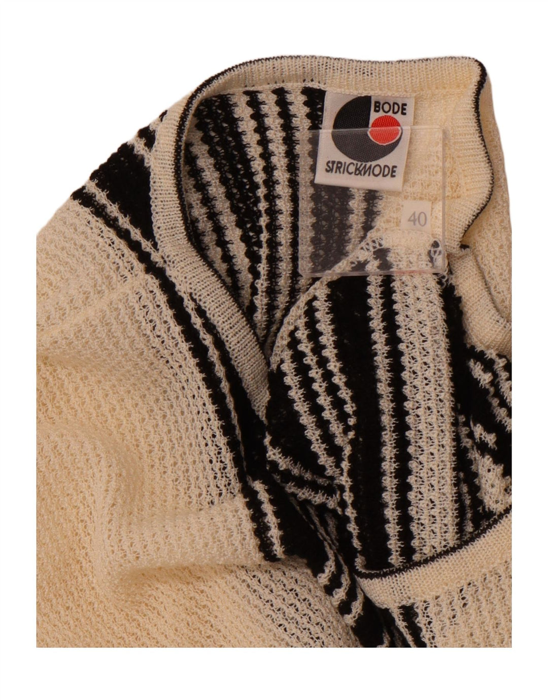 BODE Womens Boat Neck Jumper Sweater EU 40 Medium Off White Striped