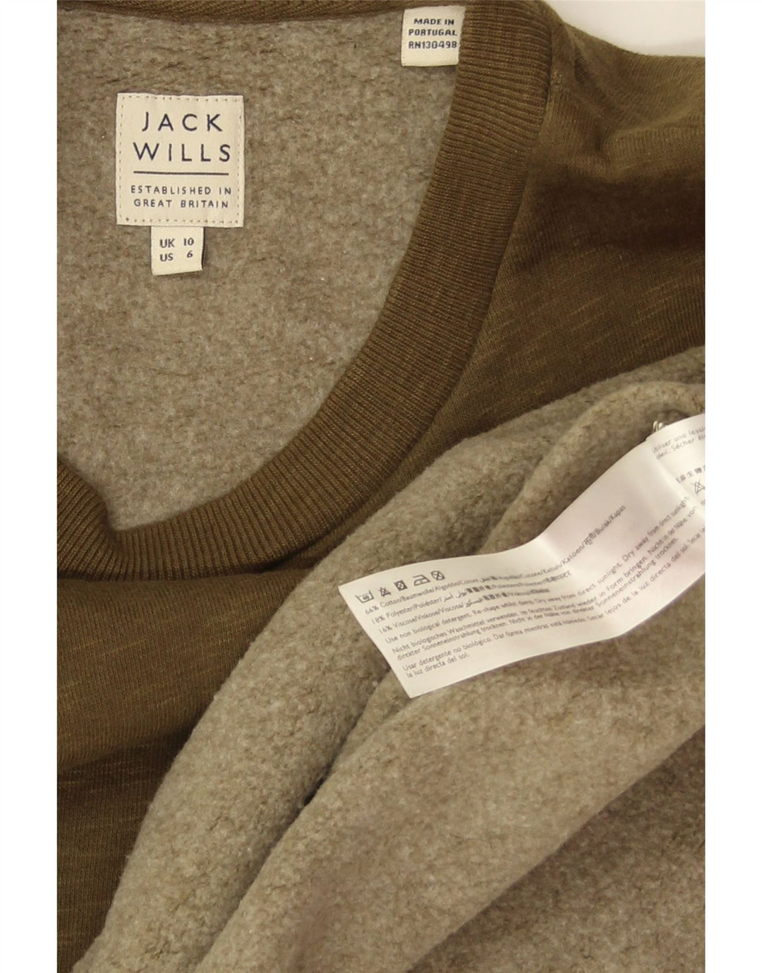 JACK WILLS Womens Oversized Sweatshirt Jumper UK 10 Small Khaki Cotton