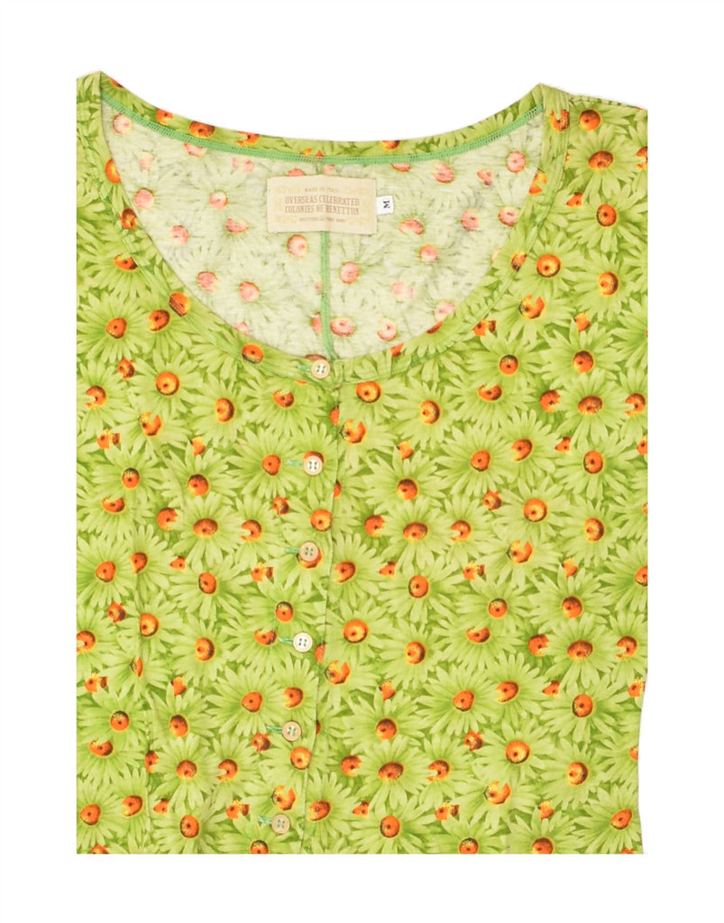 BENETTON Womens Sleeveless Shirt Blouse UK 14 Medium Green Floral | Vintage Benetton | Thrift | Second-Hand Benetton | Used Clothing | Messina Hembry 