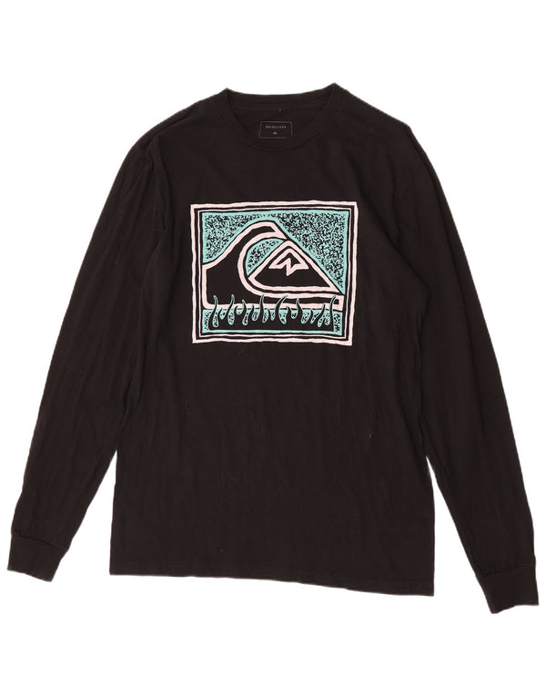 Quiksilver Mens Regular Fit Graphic T-Shirt Long Sleeve Medium Black Cotton