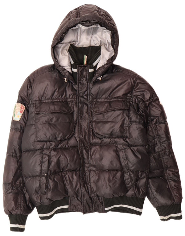 DOLOMITE Mens Graphic Hooded Padded Jacket UK 38 Medium Black Polyester