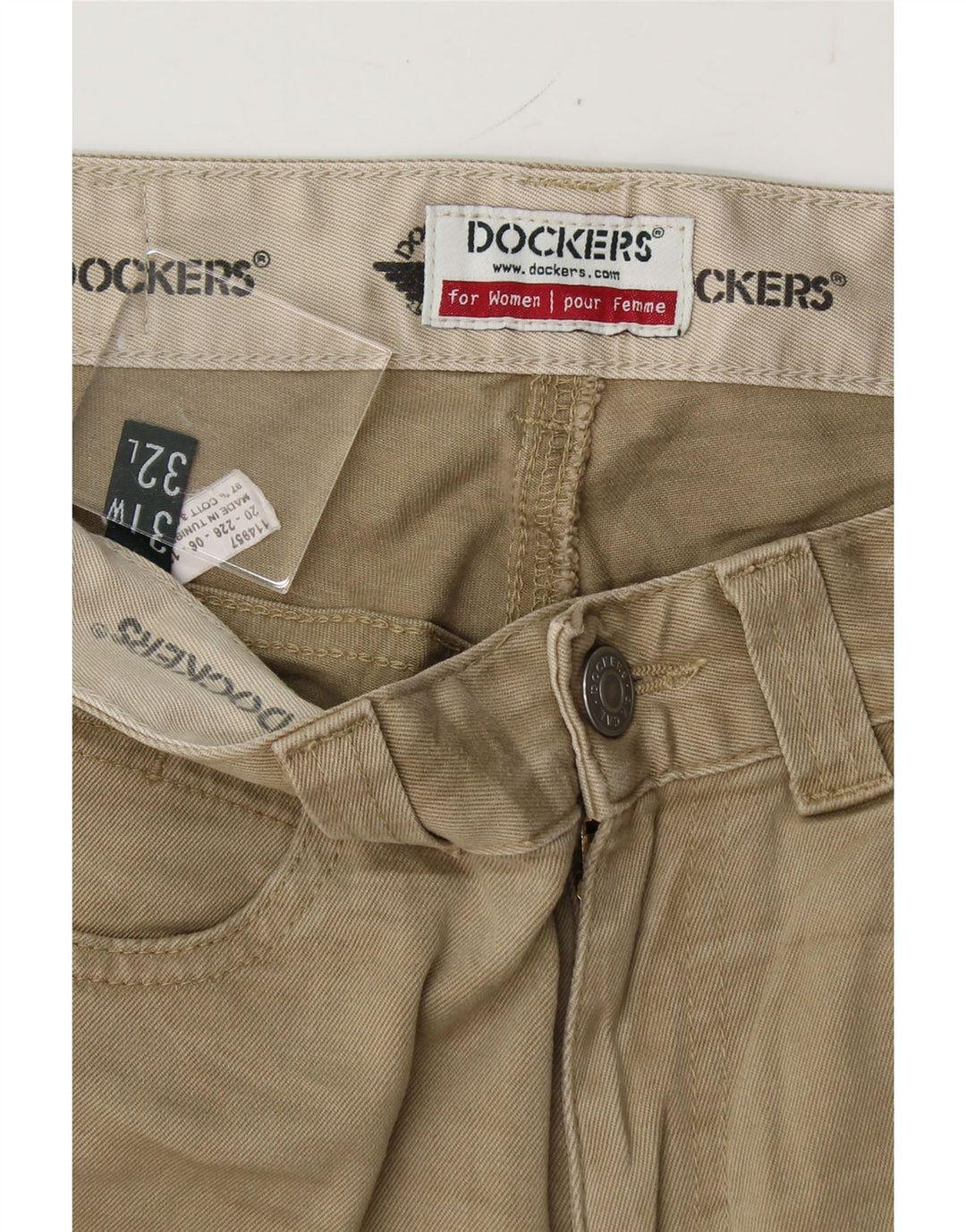 DOCKERS Womens Straight Casual Trousers W31 L32 Beige Cotton Vintage Dockers and Second-Hand Dockers from Messina Hembry 