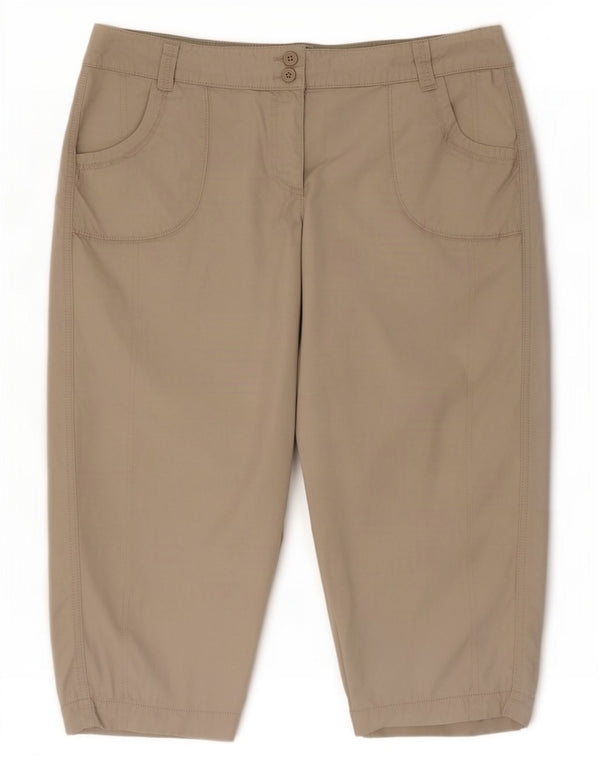 Marks & Spencer Womens Bermuda Shorts UK 20 2XL W40 Beige Cotton