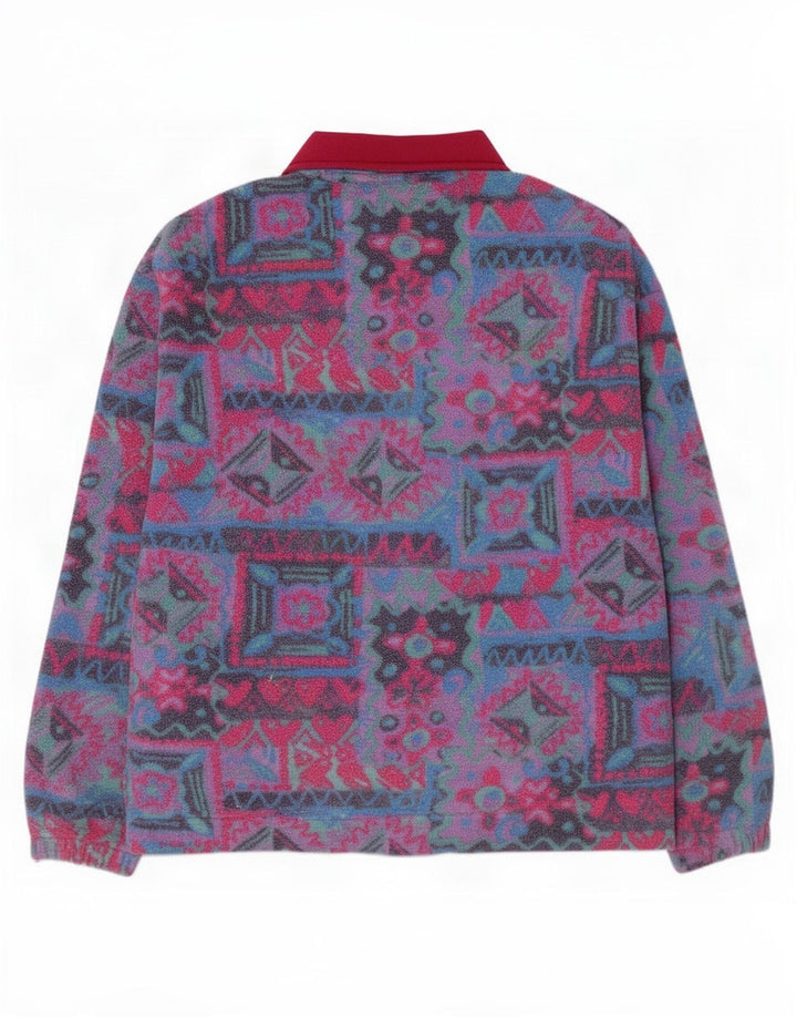 Vintage Womens Oversized Fleece Jacket UK 10 Small Multicoloured Geometric