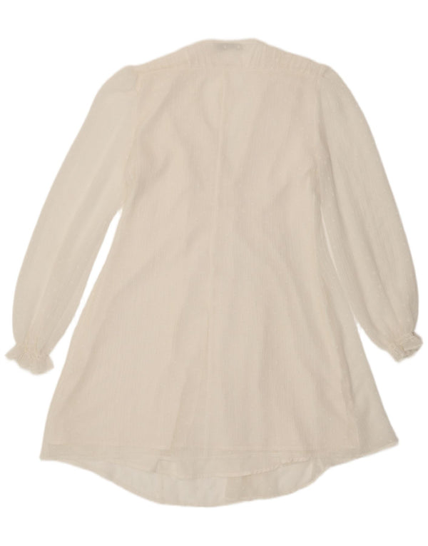 Zara Womens Long Sleeve Empire Dress UK 10 Small White
