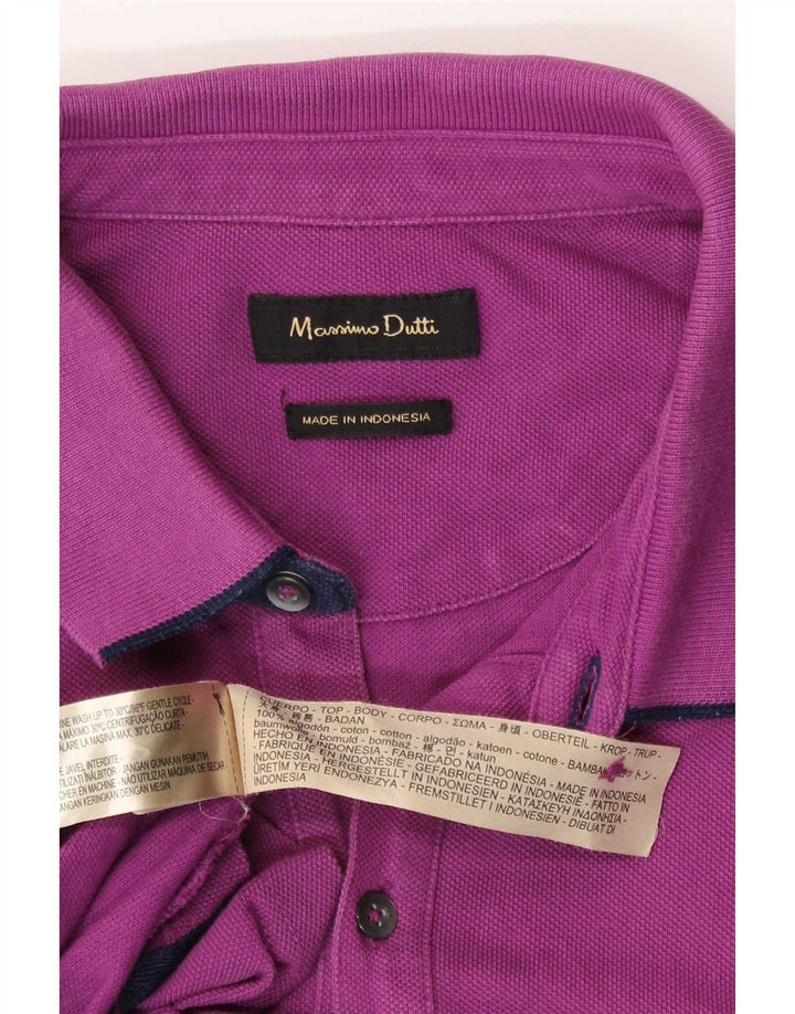 Massimo Dutti Mens Polo Shirt XL Purple Cotton