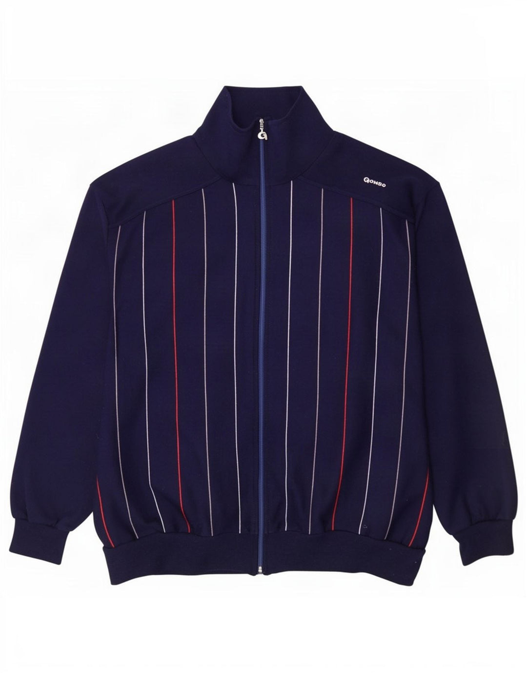 Gonso Mens Tracksuit Top Jacket IT 52 Large Navy Blue Striped Polyacrylic