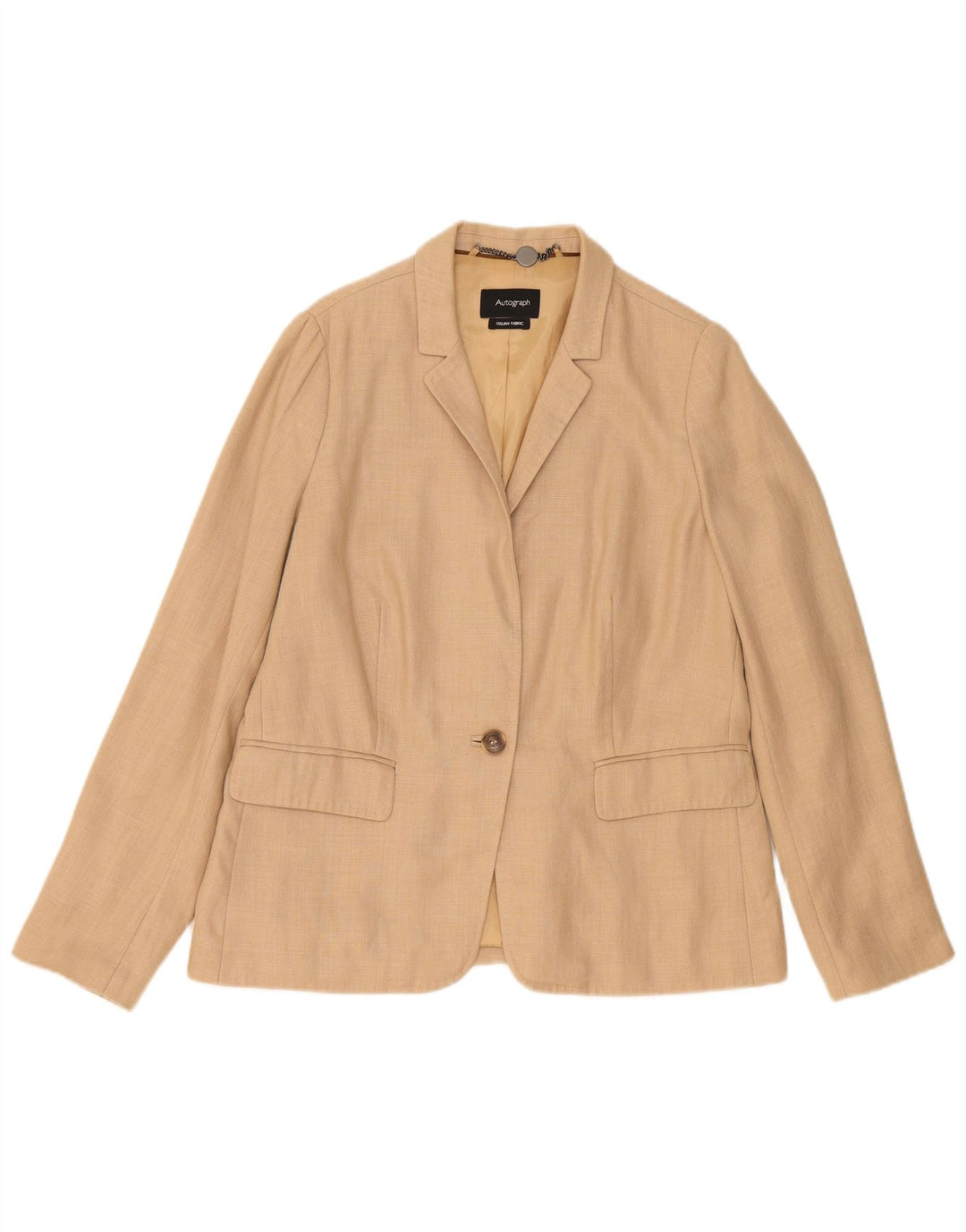 Marks & Spencer Womens Autograph 1 Button Blazer Jacket UK 14 Large Beige
