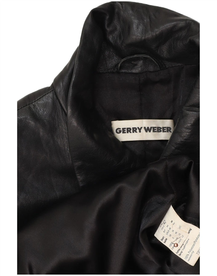 GERRY WEBER Womens Leather Coat UK 16 Large Black Leather