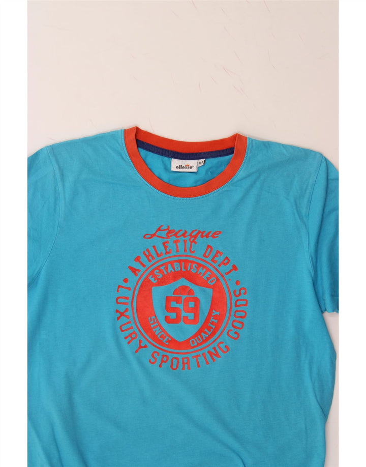 ELLESSE Boys Graphic T-Shirt Top 13-14 Years Blue Cotton Vintage Ellesse and Second-Hand Ellesse from Messina Hembry 