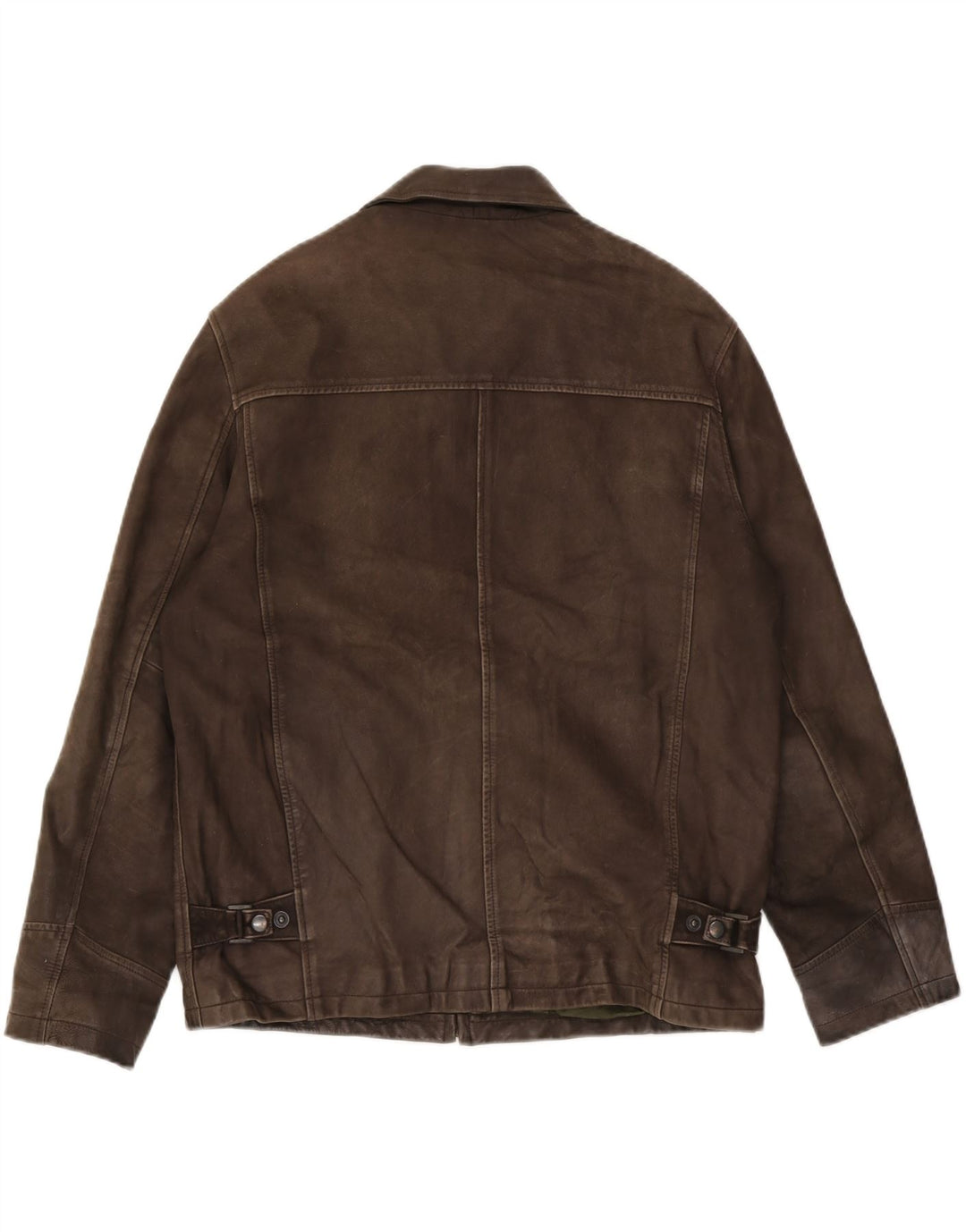 Zara Mens Leather Jacket UK 38 Medium Brown Leather