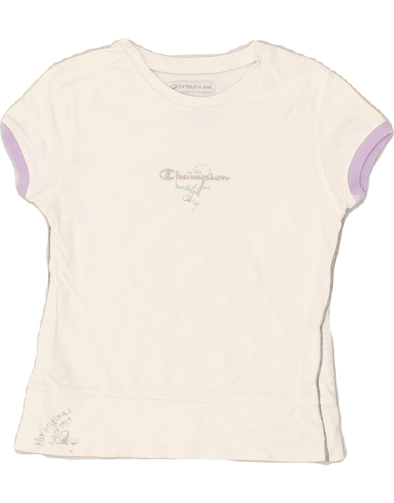 CHAMPION Girls Graphic T-Shirt Top 3-4 Years 2XS White Cotton | Vintage Champion | Thrift | Second-Hand Champion | Used Clothing | Messina Hembry 