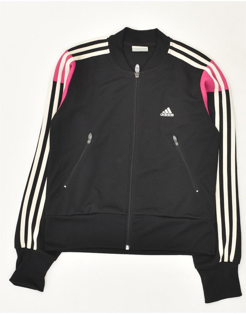 ADIDAS Womens Tracksuit Top Jacket UK 10 Small Black Cotton | Vintage Adidas | Thrift | Second-Hand Adidas | Used Clothing | Messina Hembry 