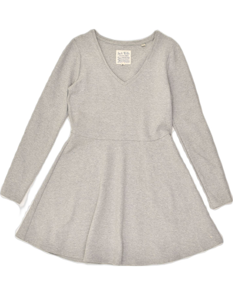 JACK WILLS Womens A-Line Dress UK 14 Large  Grey Cotton | Vintage Jack Wills | Thrift | Second-Hand Jack Wills | Used Clothing | Messina Hembry 