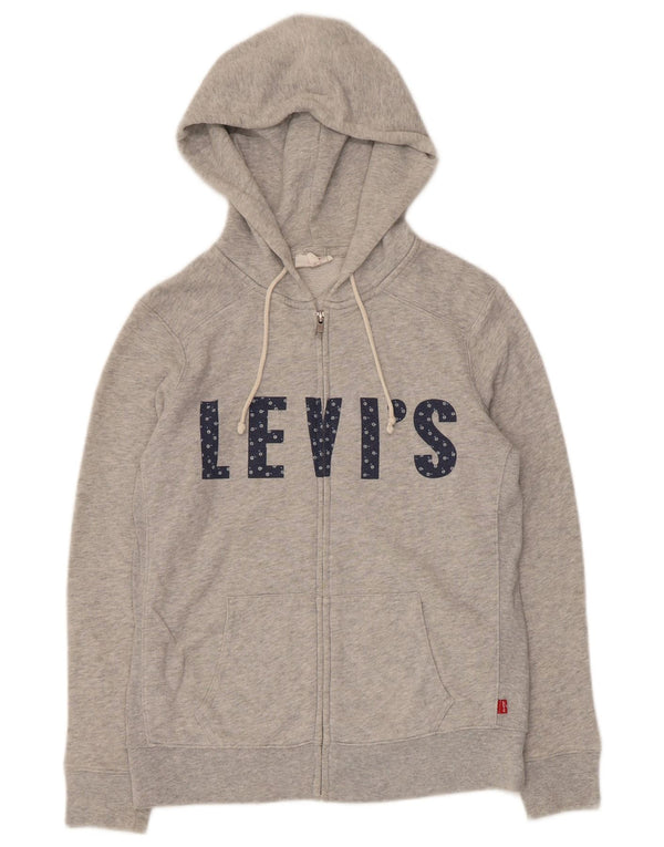 Levi's Womens Graphic Zip Hoodie Sweater UK 6 XS Grey Cotton