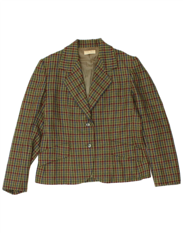 Vintage Womens 2 Button 2 Piece Skirt Set UK 12 Medium W26  Khaki Check