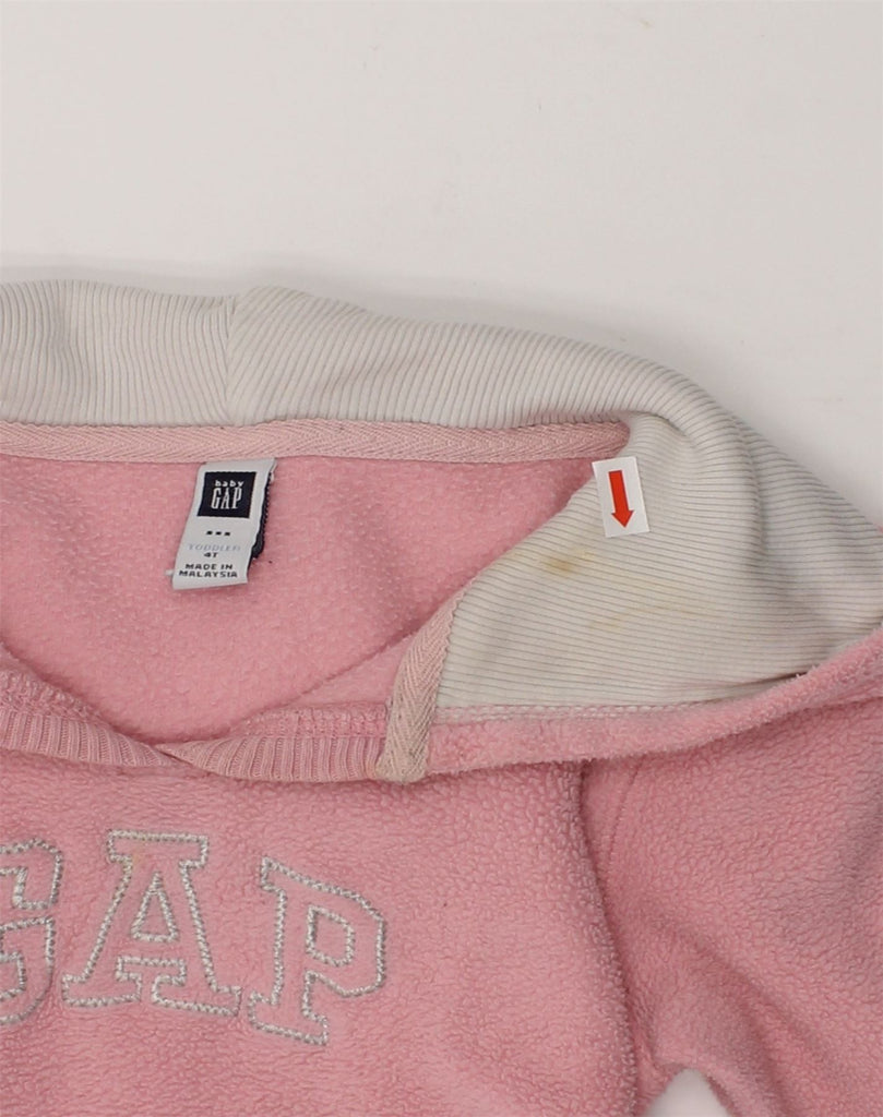 GAP Girls Graphic Fleece Hoodie Jumper 3-4 Years Pink Polyester | Vintage Gap | Thrift | Second-Hand Gap | Used Clothing | Messina Hembry 