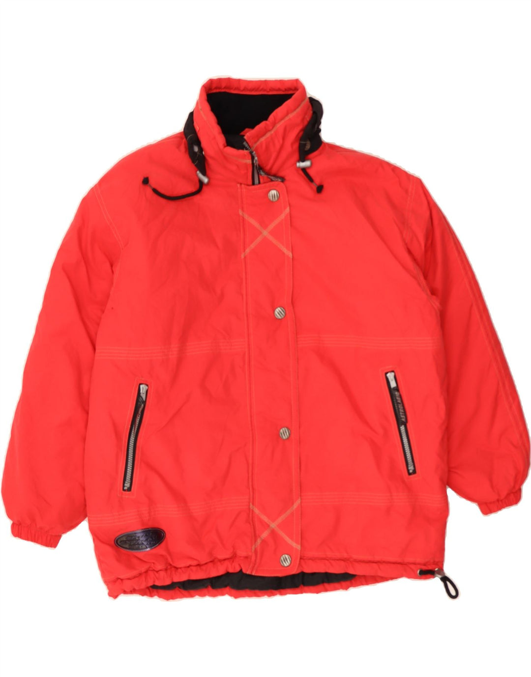 ASTROLABIO Womens Hooded Padded Jacket EU 44 XL Red Polyester Vintage Astrolabio and Second-Hand Astrolabio from Messina Hembry 