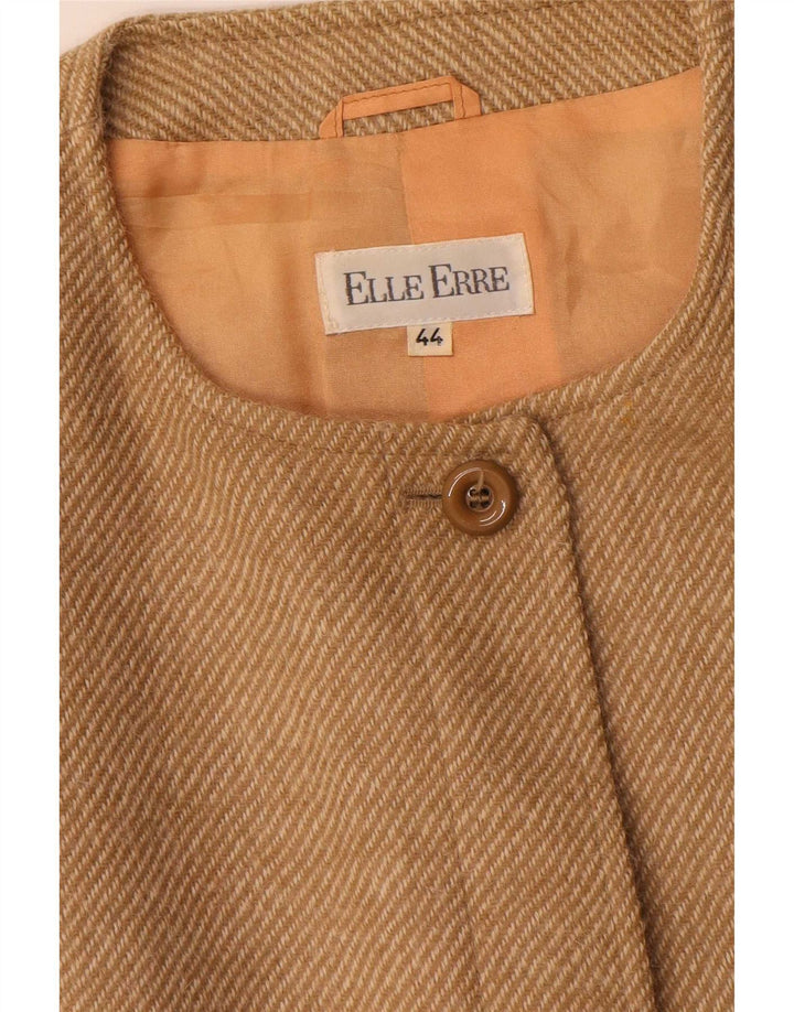 Elle Erre Womens Longline Blazer Jacket IT 44 Medium Beige Pinstripe