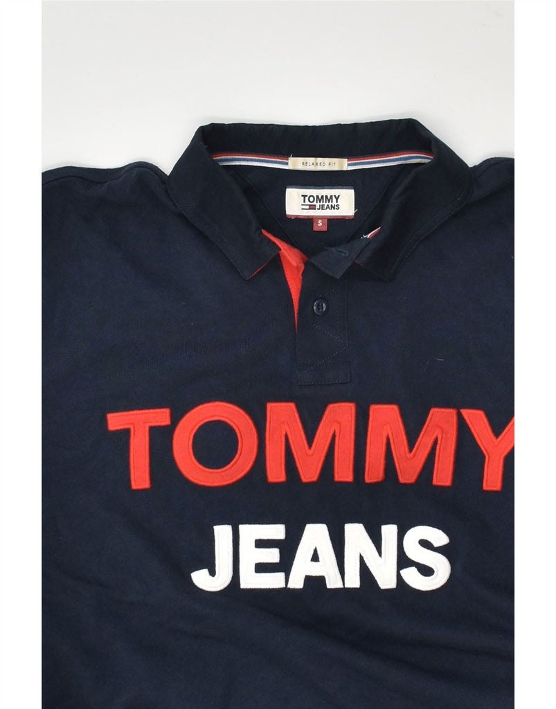 TOMMY HILFIGER Mens Relaxed Fit Long Sleeve Polo Shirt Small Navy Blue | Vintage Tommy Hilfiger | Thrift | Second-Hand Tommy Hilfiger | Used Clothing | Messina Hembry 