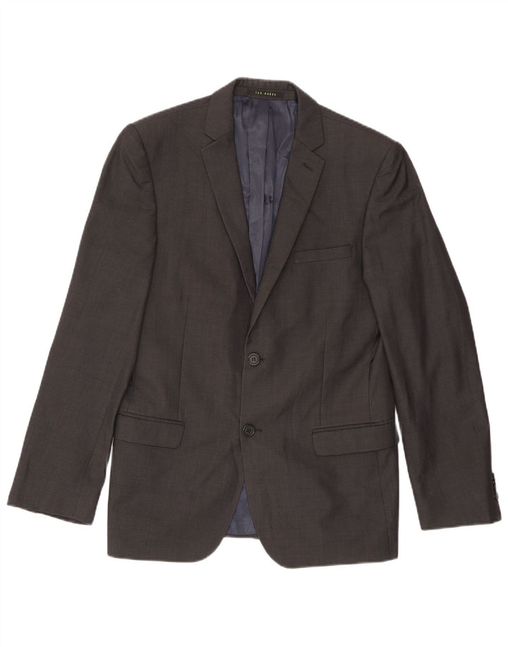 Ted Baker Mens 2 Button Blazer Jacket UK 38 Medium Grey Wool