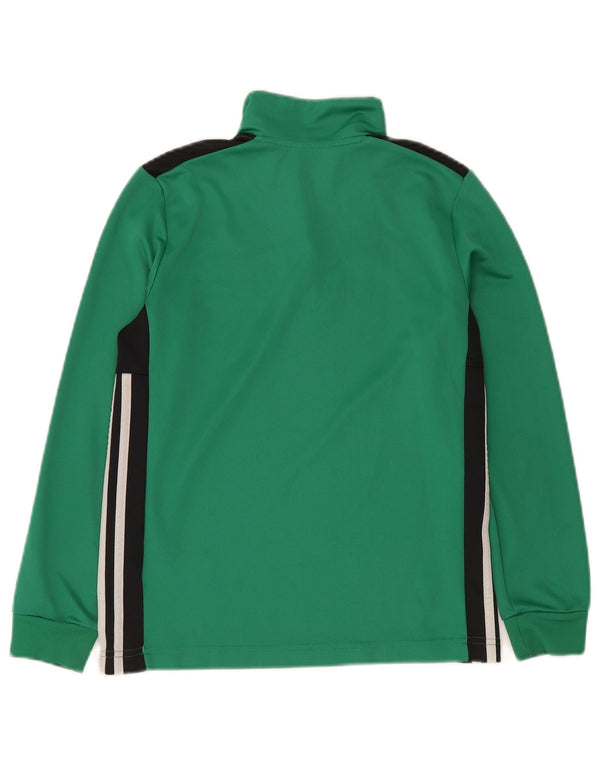 ADIDAS Boys Graphic Pullover Tracksuit Top 11-12 Years Green Colourblock